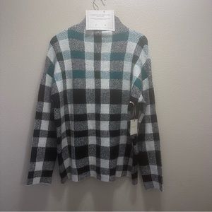 NWT Christina Siriano Women’s Sweater & Pom Pom Hat Green White Black Size M